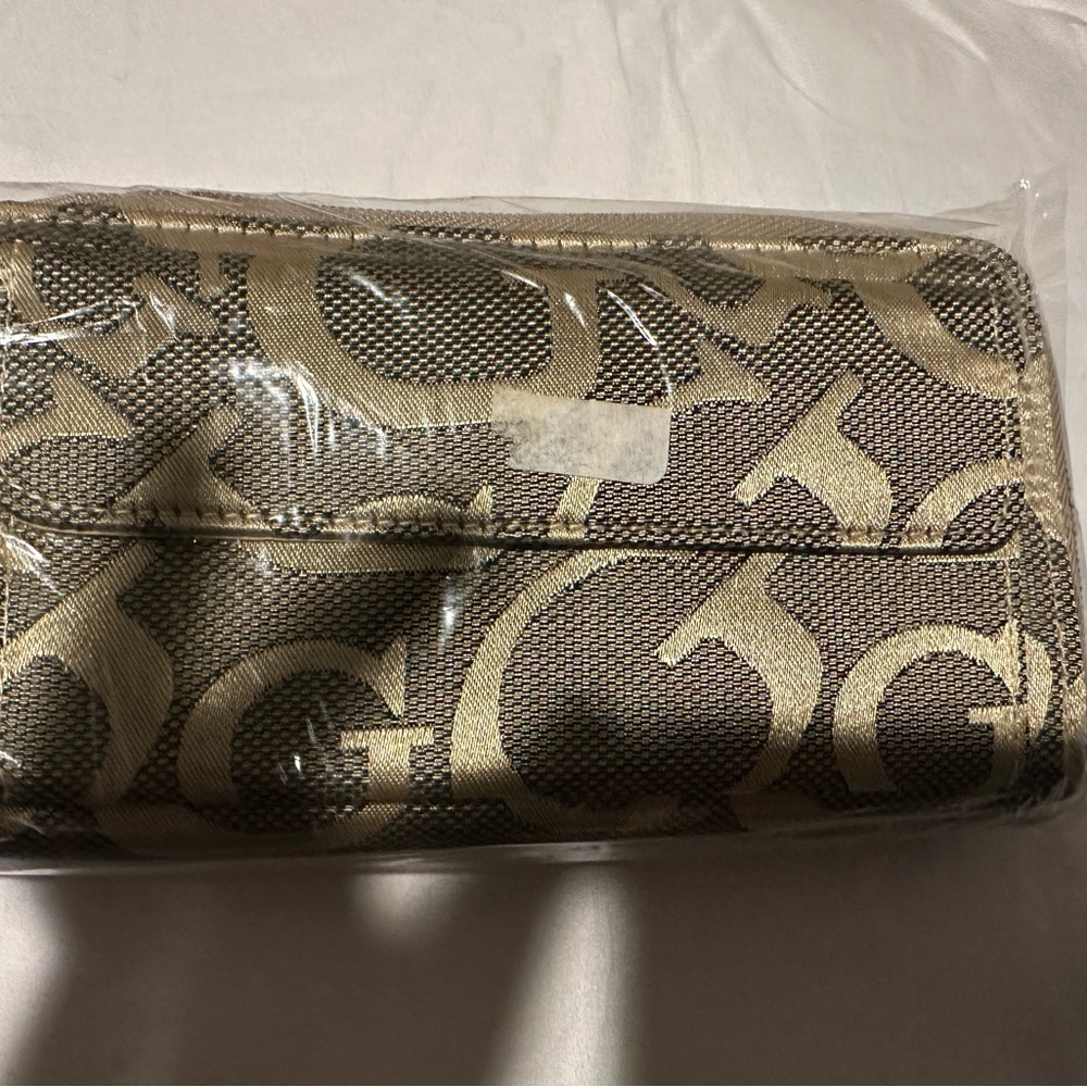 Designer Monogram Clutch - Gold and Brown